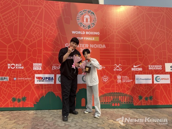 화순군청 복싱부 선수단(왼쪽부터 주태웅 선수, 박초롱 선수) @화순군